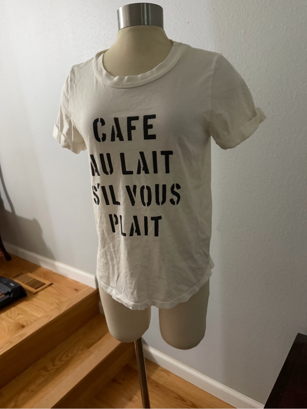 Sol Angeles White Tee with Black 'Cafe Au Lait' Graphic